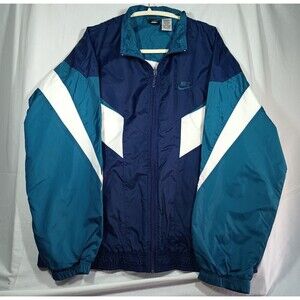 Nike Windbreaker Jacket Blue & Teal  Men's L  Swoosh Logo Track Performance Y2K